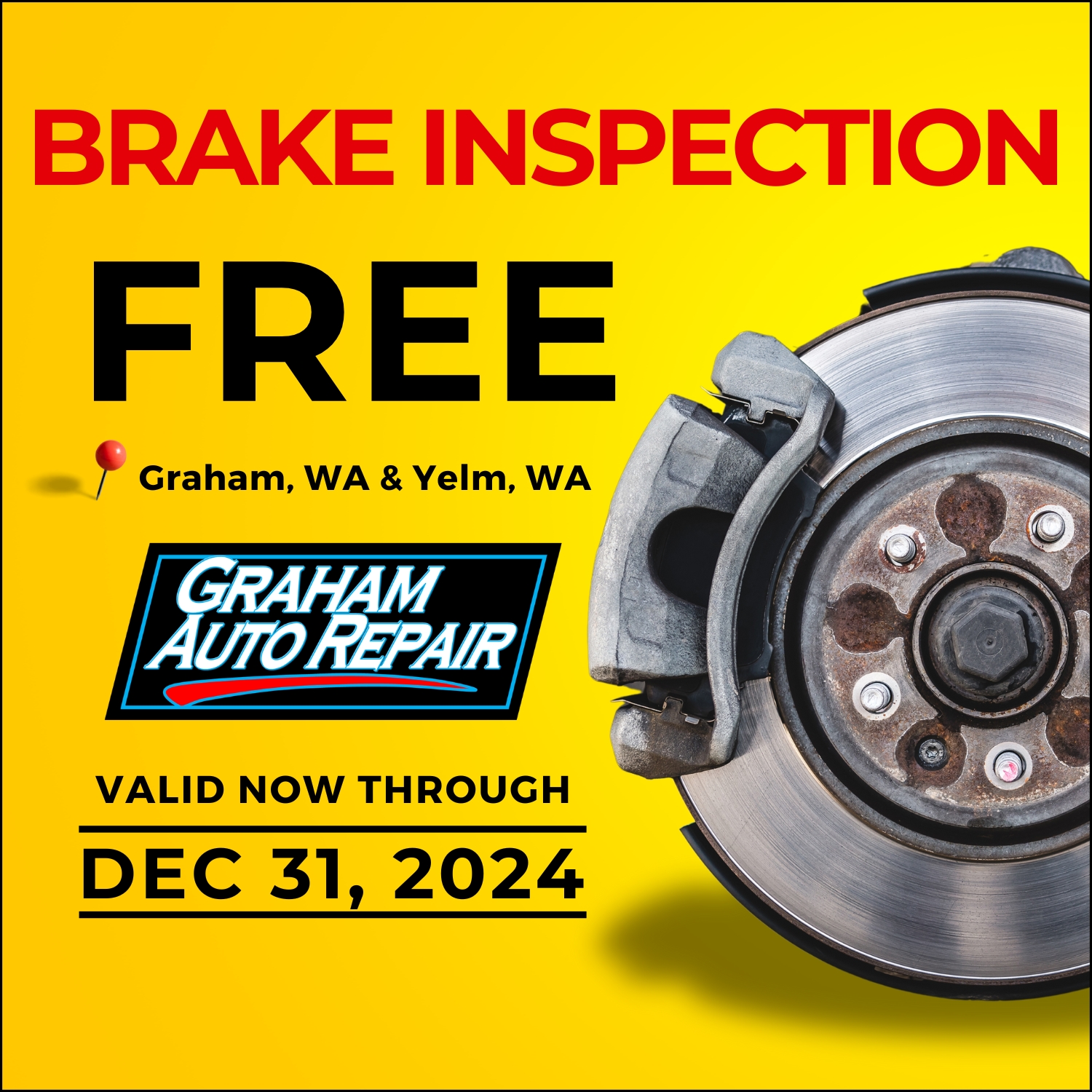 Free Digital Brake Inspection at Graham Auto Repair in Graham, WA and Yelm, WA